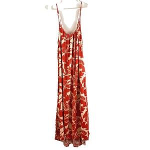 XIX Palms x Tribal Napali Hi Low Maxi Orange Floral Resort Spring Break Hawaii L
